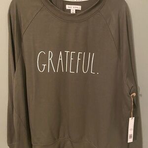 Rae Dunn Olive Grateful Sweatshirt
